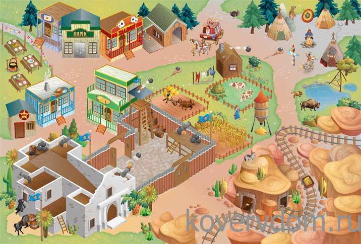 Детский развивающий 3D ковер Дикий Запад 86029 Детский развивающий 3D ковер Дикий Запад 86029