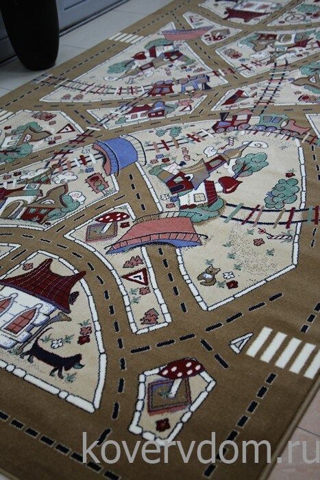 Детский ковер Веселые дорожки светло-коричневый 