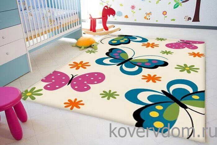 Детский ковер Яркие бабочки Кристэл 0772 cream