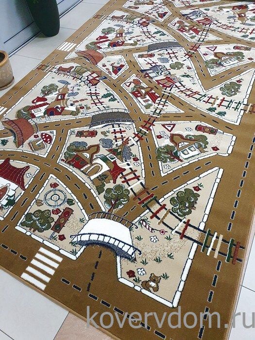 Детский ковер Веселые дорожки светло-коричневый 